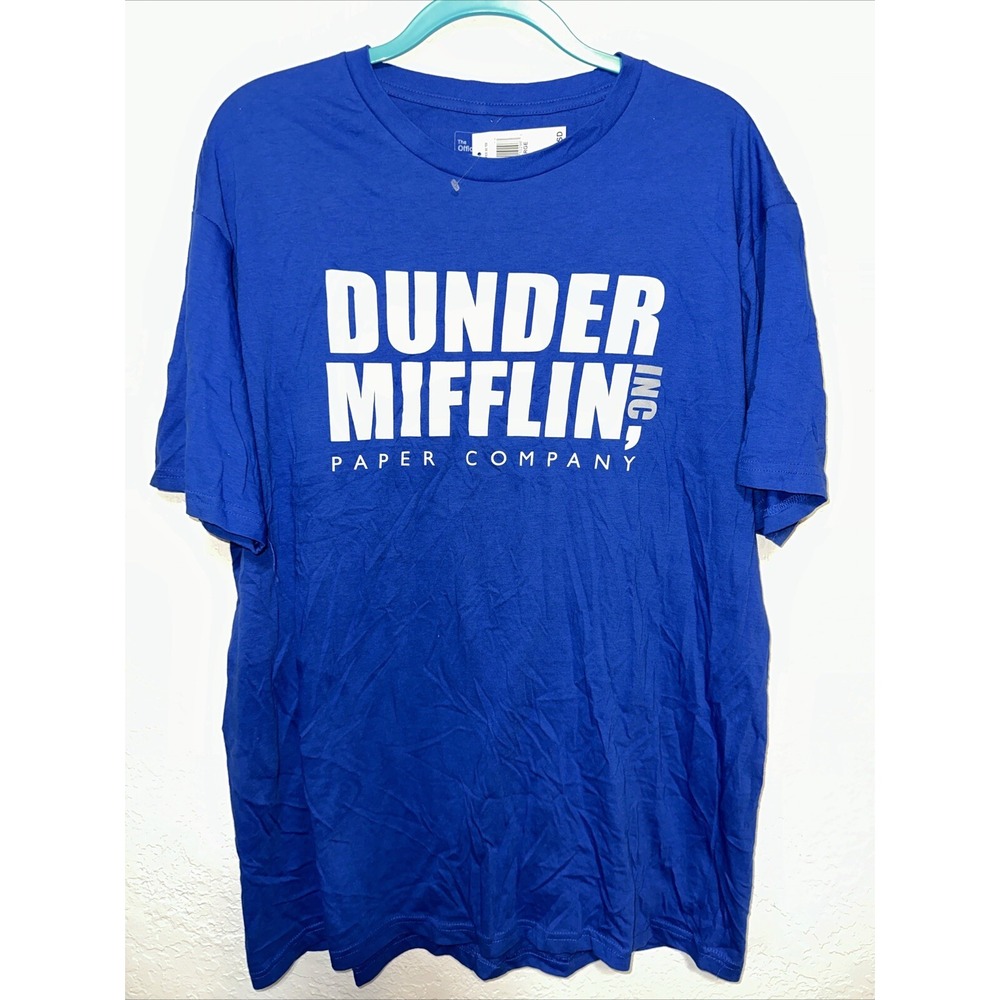 The Office Dunder Mifflin Paper Company Royal Blue Graphic T-Shirt Mens L NWT